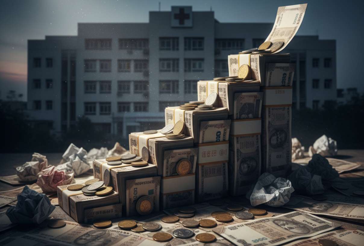 Cash piling up in front of hospital