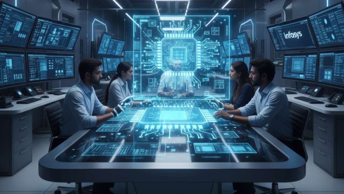 semiconductor lab with technicians researching 