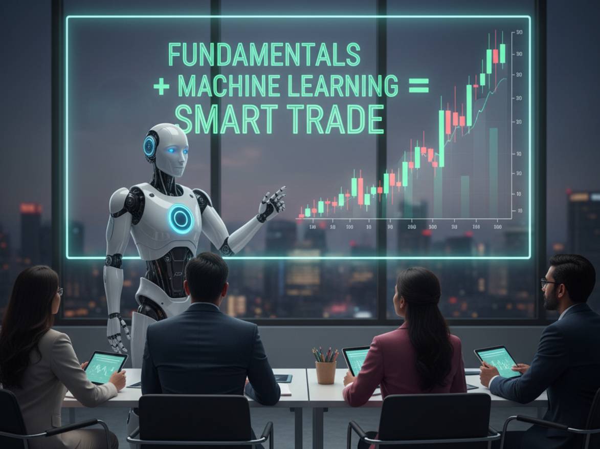 AI robot teaching young traders