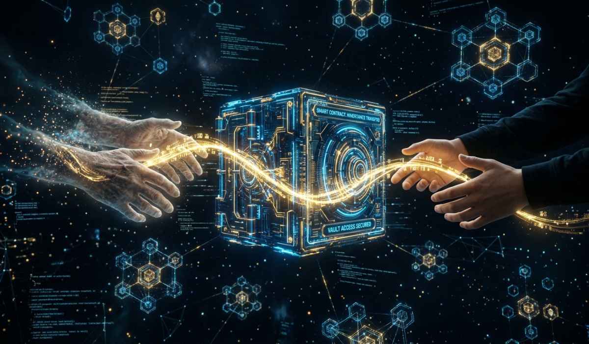 Crypto inheritance transfer through smart contract after owner's death