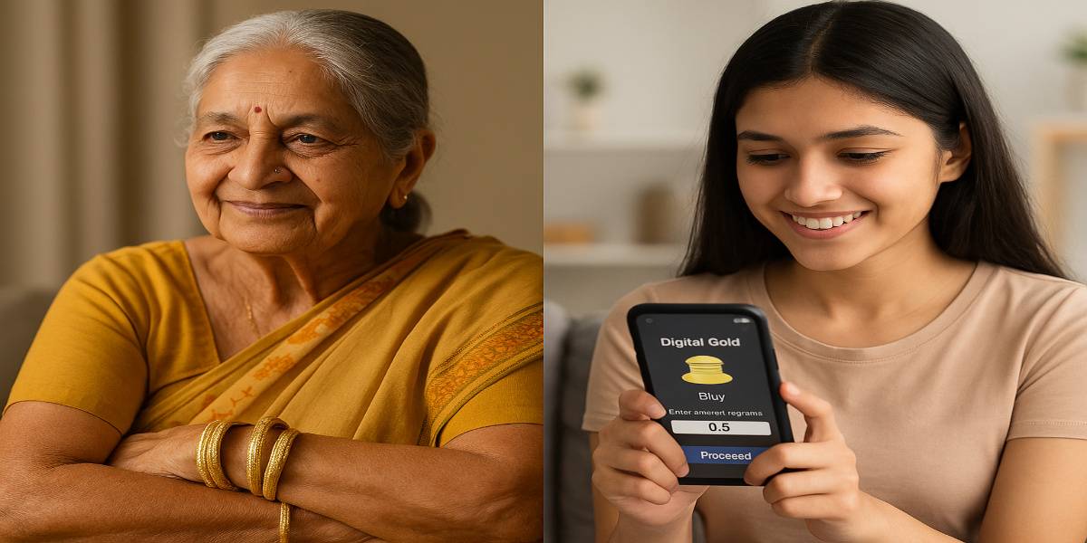 दादी-नानी गहनों के साथ, पोती डिजिटल गोल्ड खरीदती हुई
