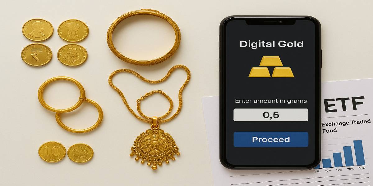 सोने के निवेश विकल्प – गहने, डिजिटल गोल्ड, ETF, सिक्के
