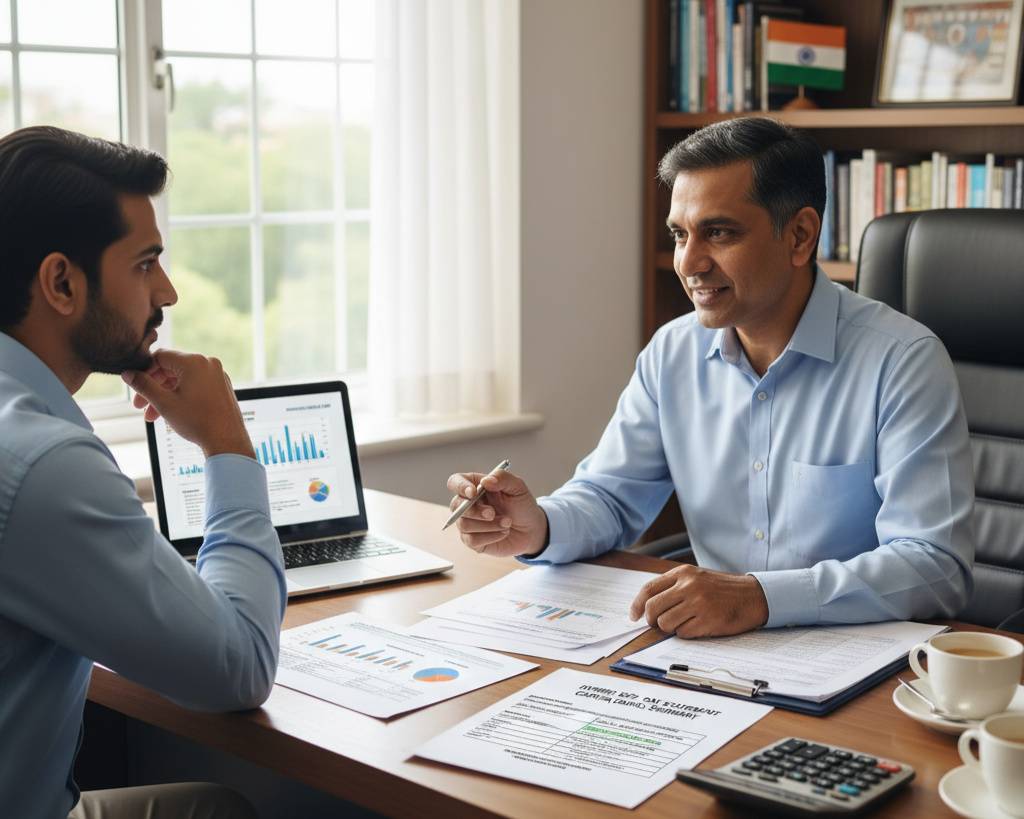 Indian financial advisor with his client 