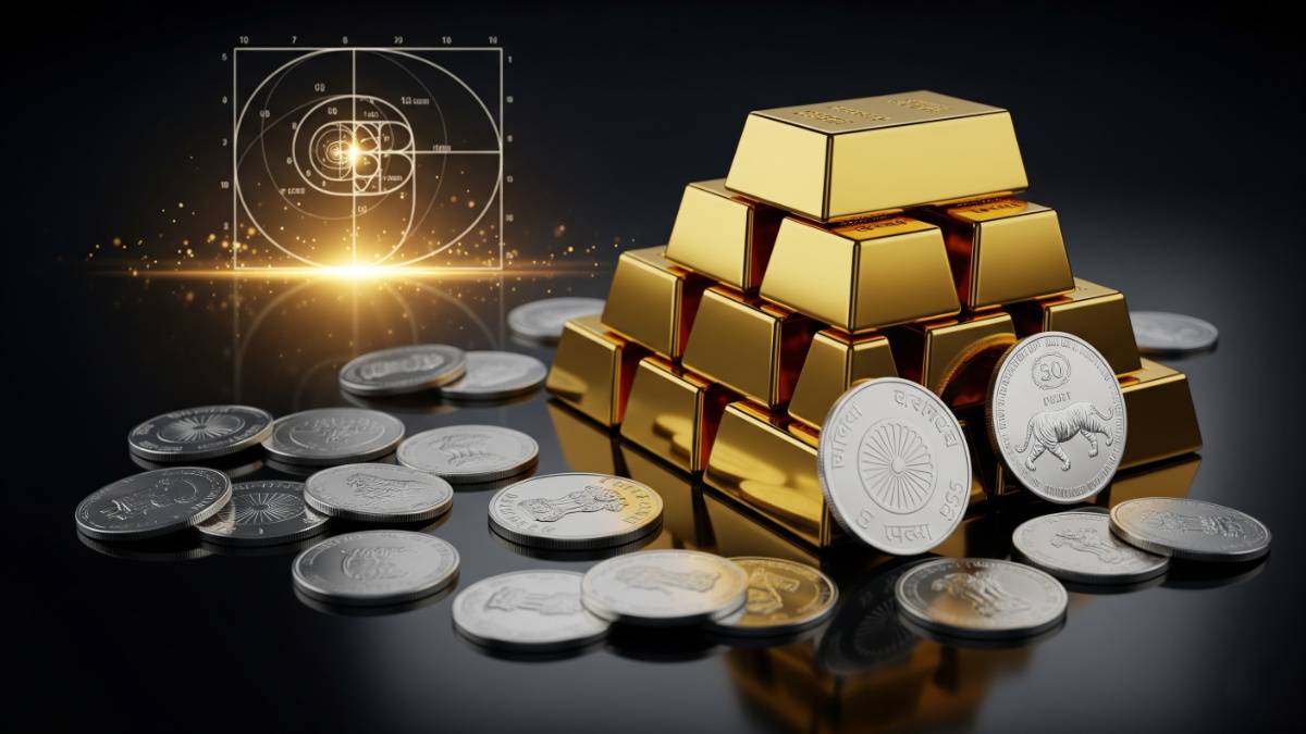 Gold bars and silver coins