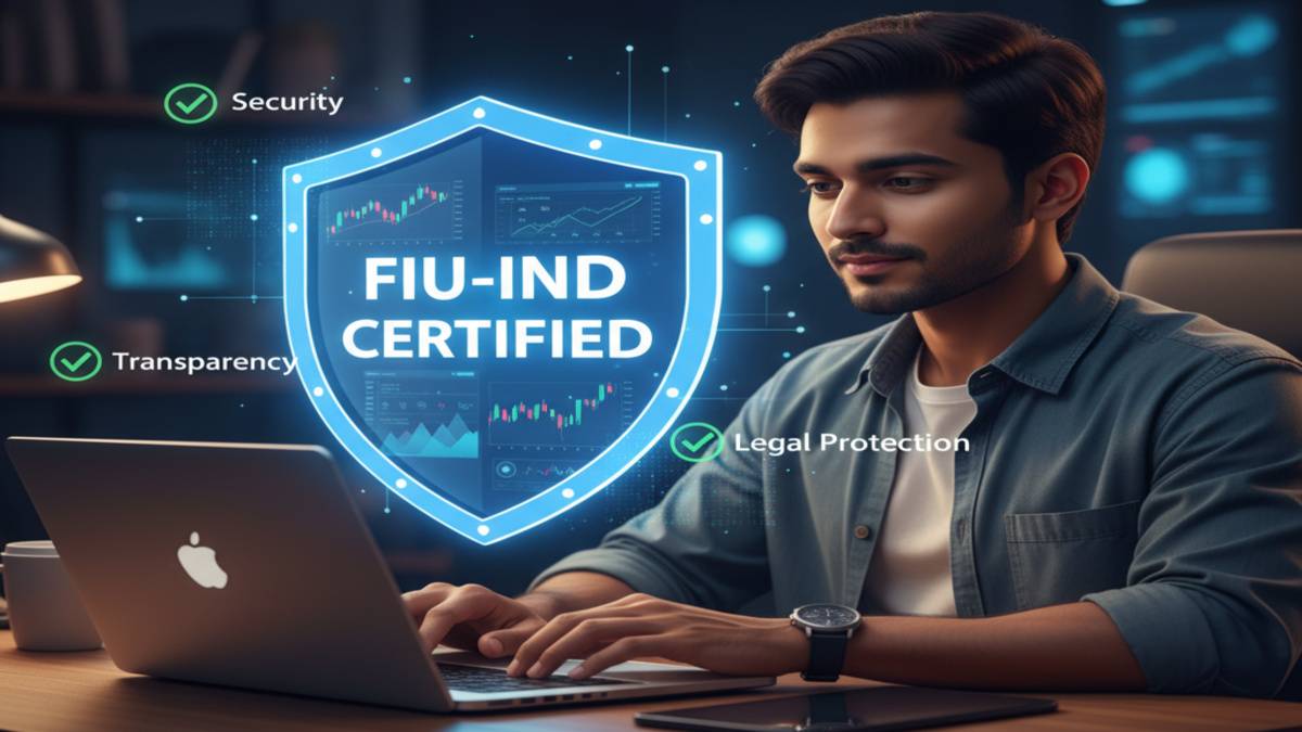 Indian man using FIU-IND certified platform