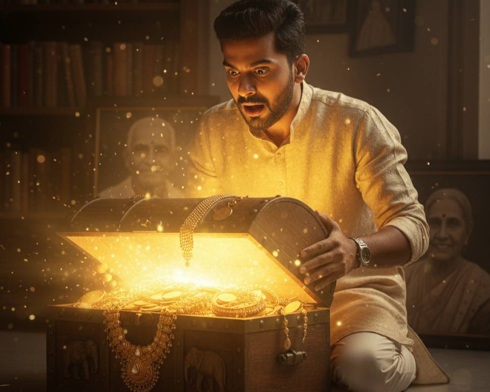 indian man finds old family chest full of gold