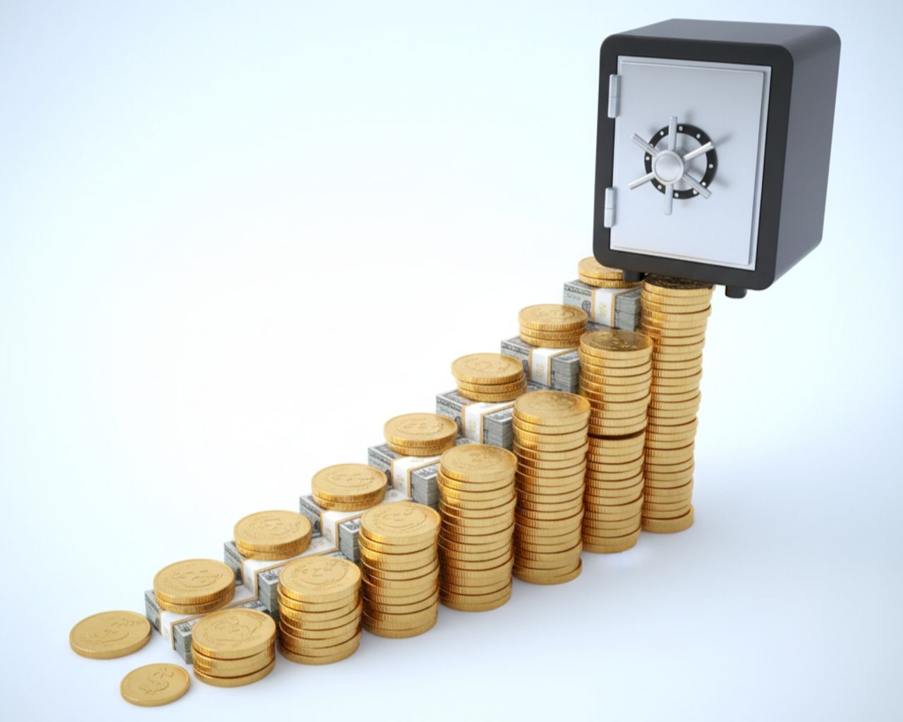 Growing coins leading to a vault