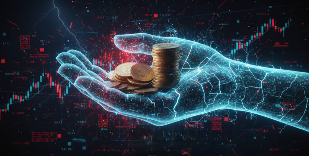 AI hand with coins in hand