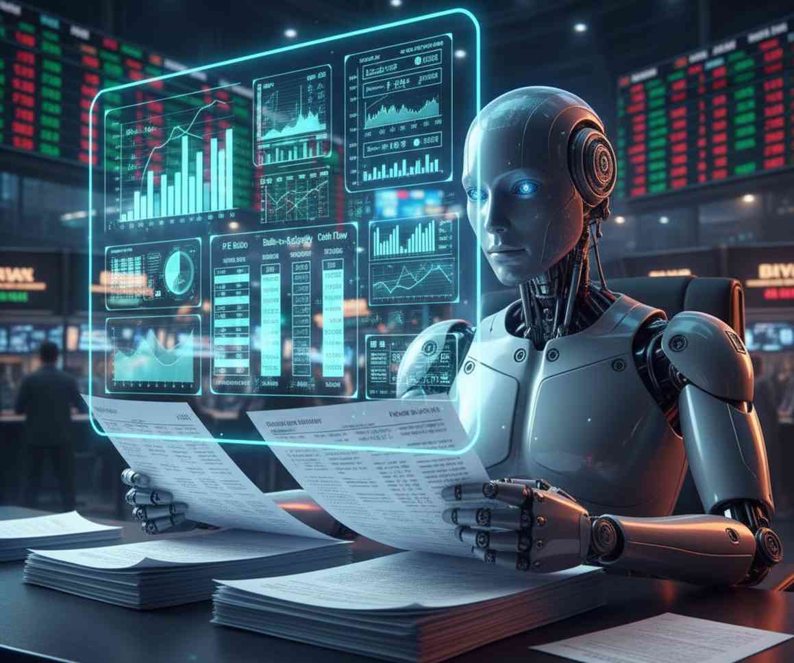 AI Robot analyzing charts
