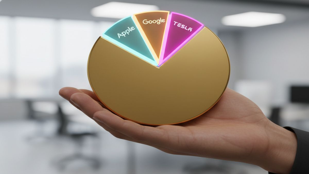 apple google tesla pie chart in portfolio