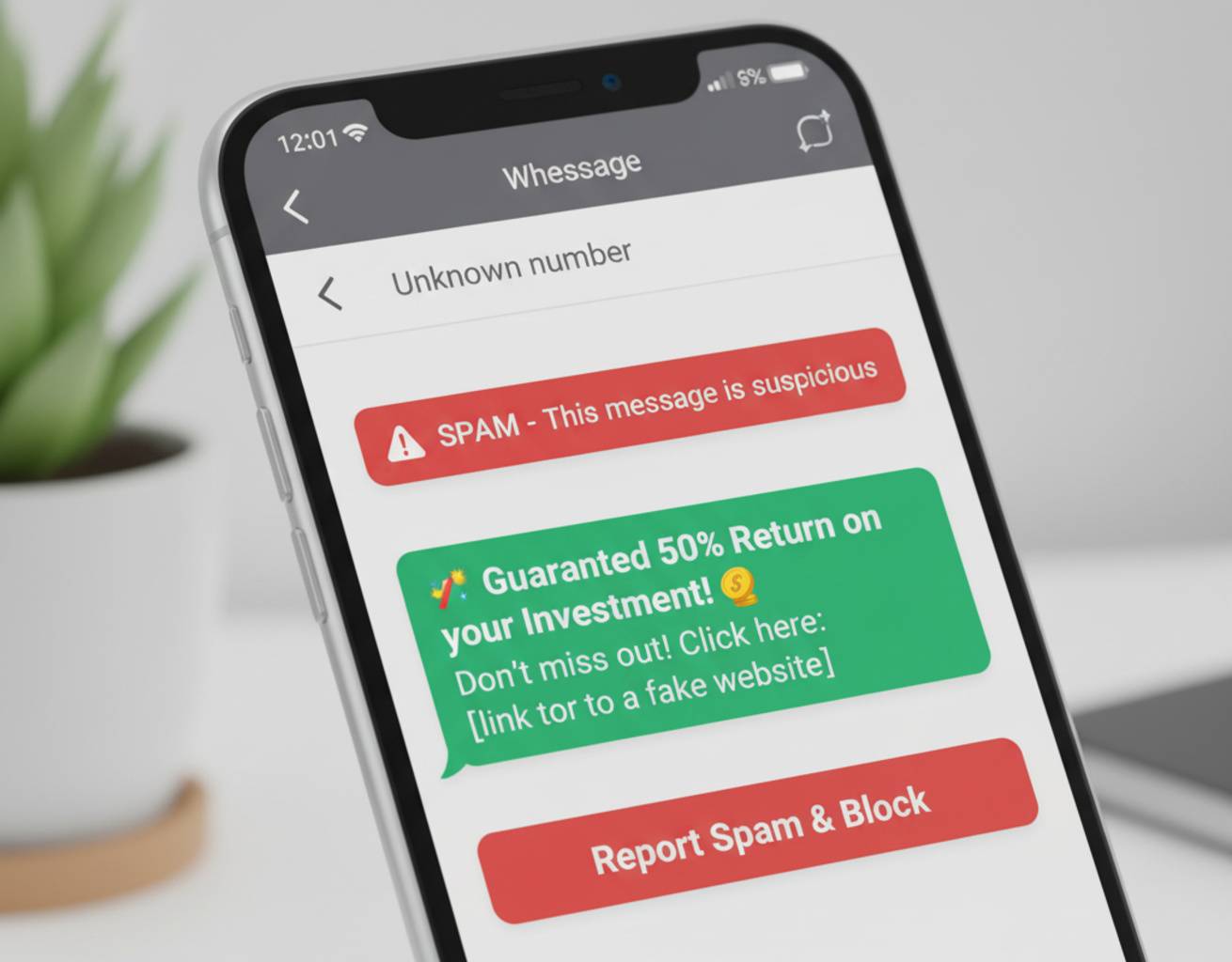 Fake WhatsApp investment scam message alert