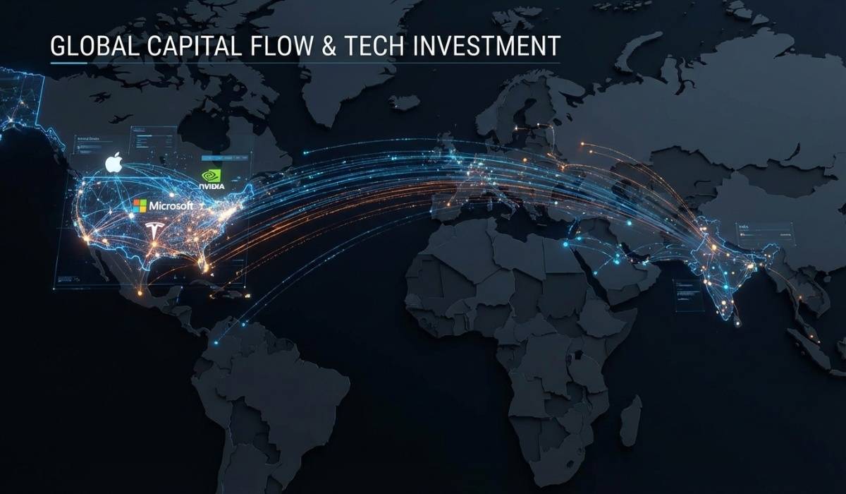 Global investment diversification map showing direct US market access vs limited options through Indian Fund of Funds