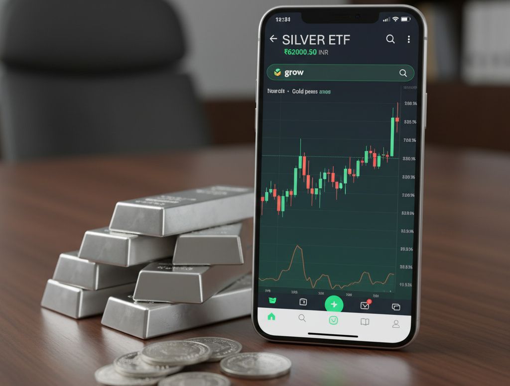 silver etf on phone with silver bars