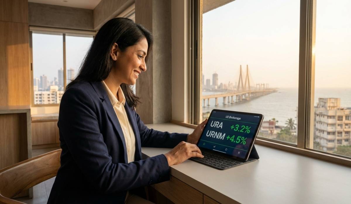 Indian investor buying URA URNM uranium ETFs through LRS route on mobile app 2026