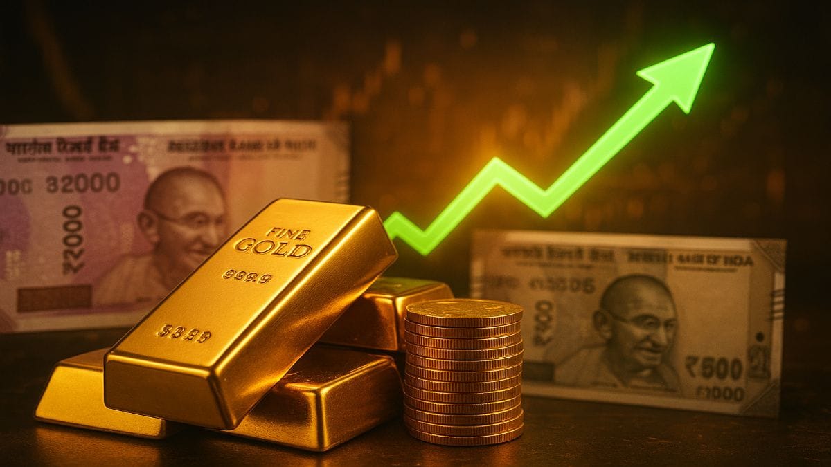 Gold Bars with Indian currency