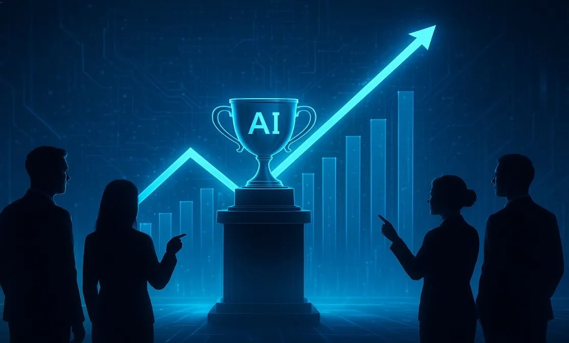 Podium with AI trophy