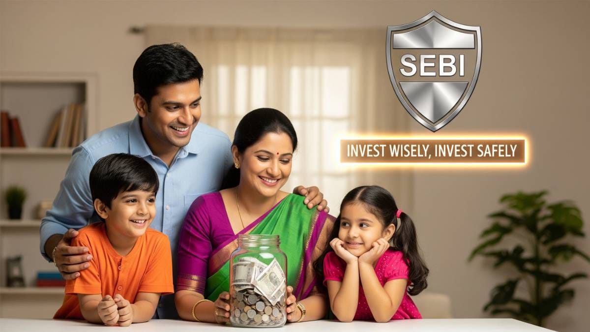Happy Indian family with secure savings
