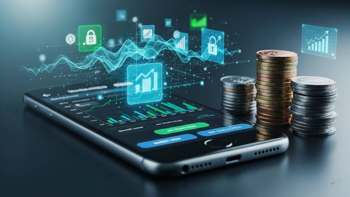Close-up of a smartphone with a mutual fund SIP app