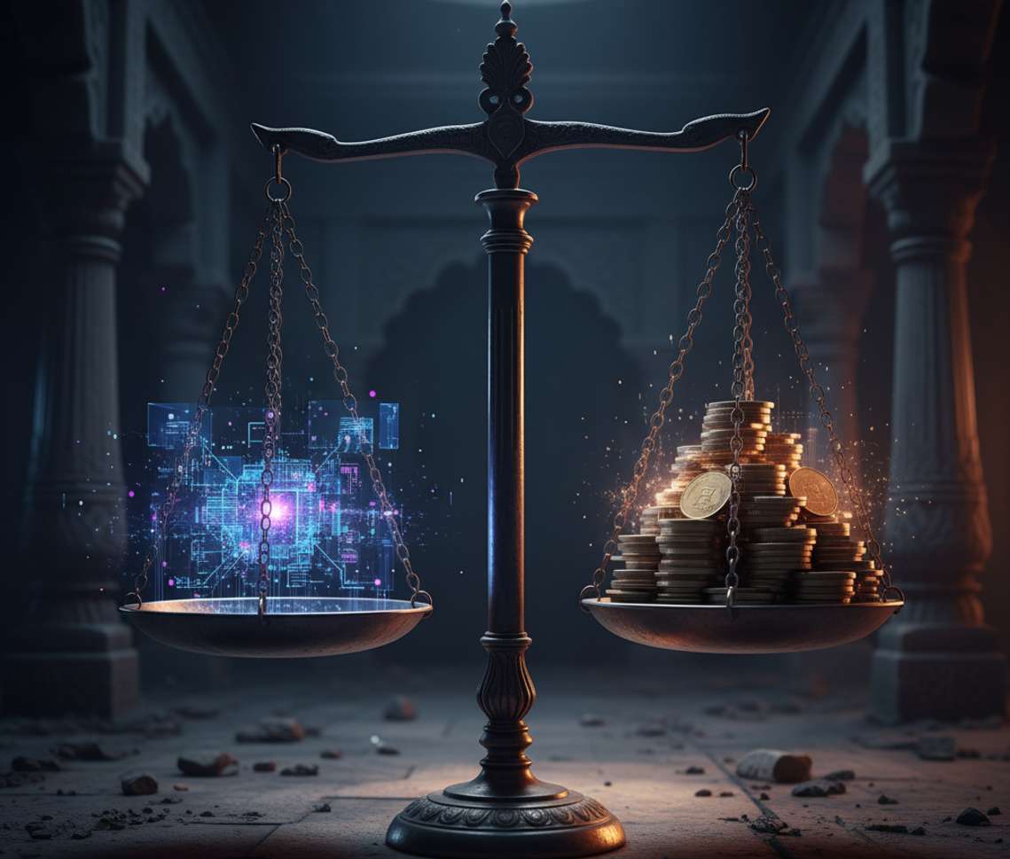 balance scale gold vs AI tech