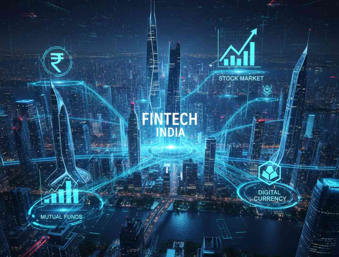 futuristic Indian City run by AI with financial icons 