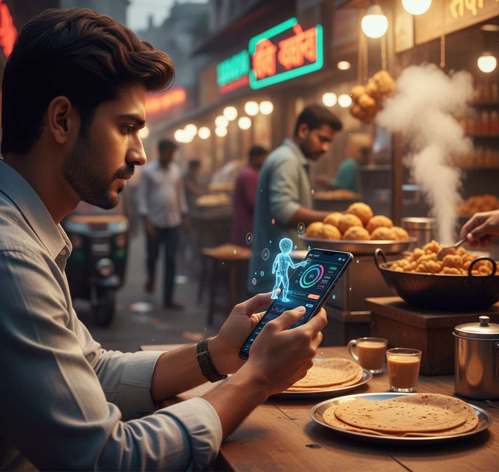 Indian traders using AI in his phone