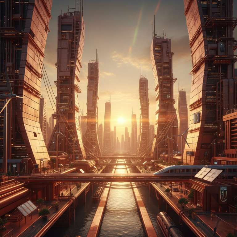 Futuristic copper city