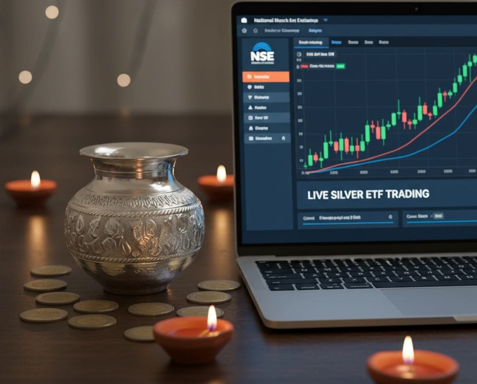 silver chart on laptop with diwali setting
