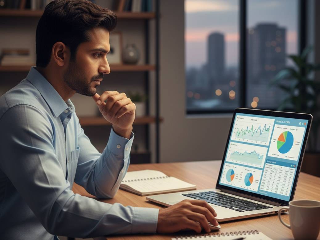 indian investors checking charts 