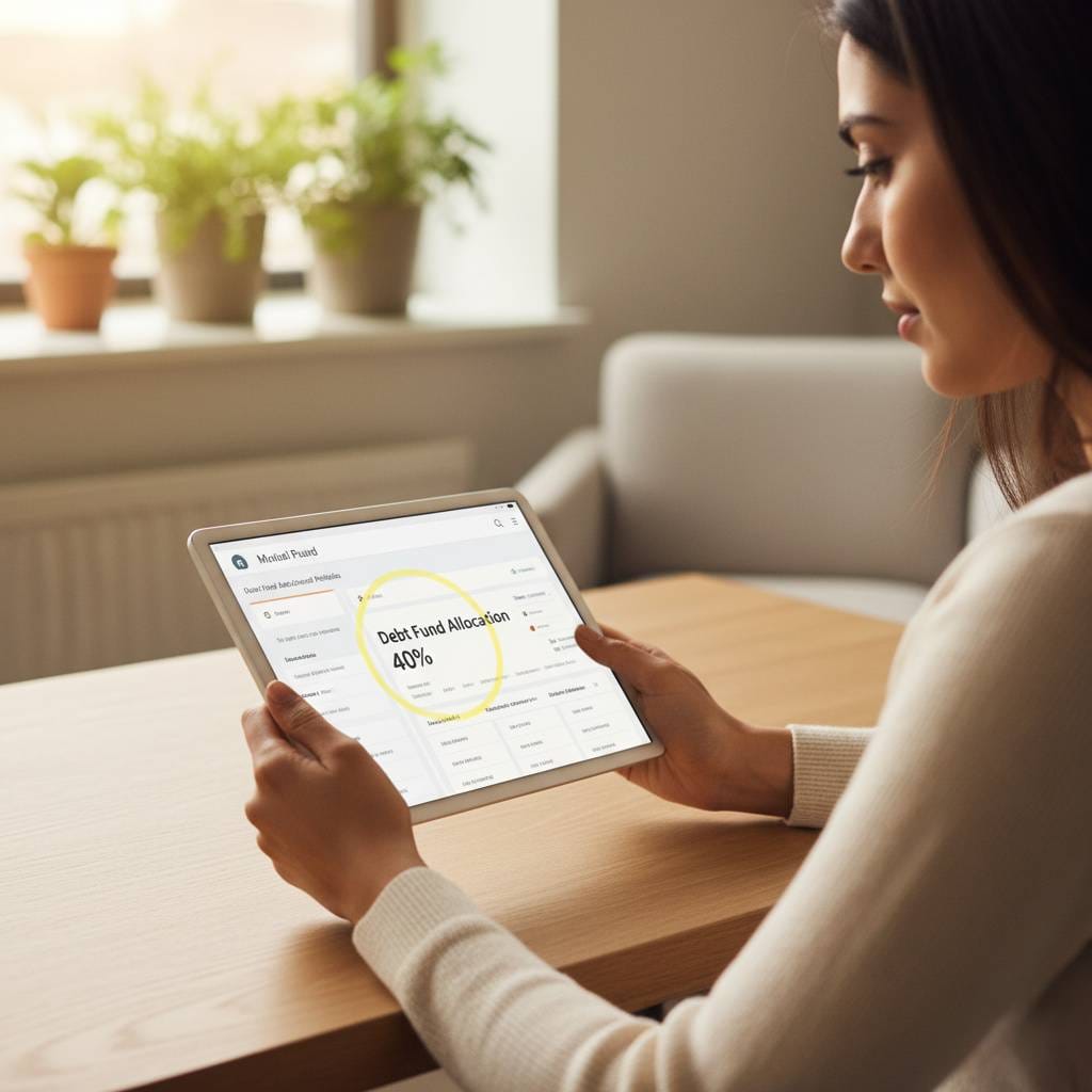 Indian woman check Debt Funds allocation