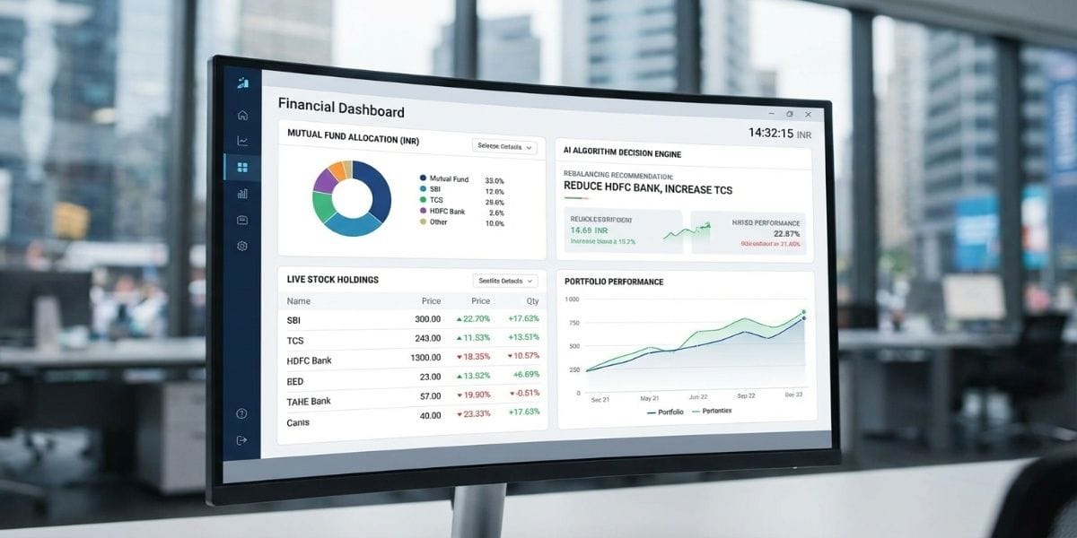 financial control dashboard showing live mutual fund portfolio allocation